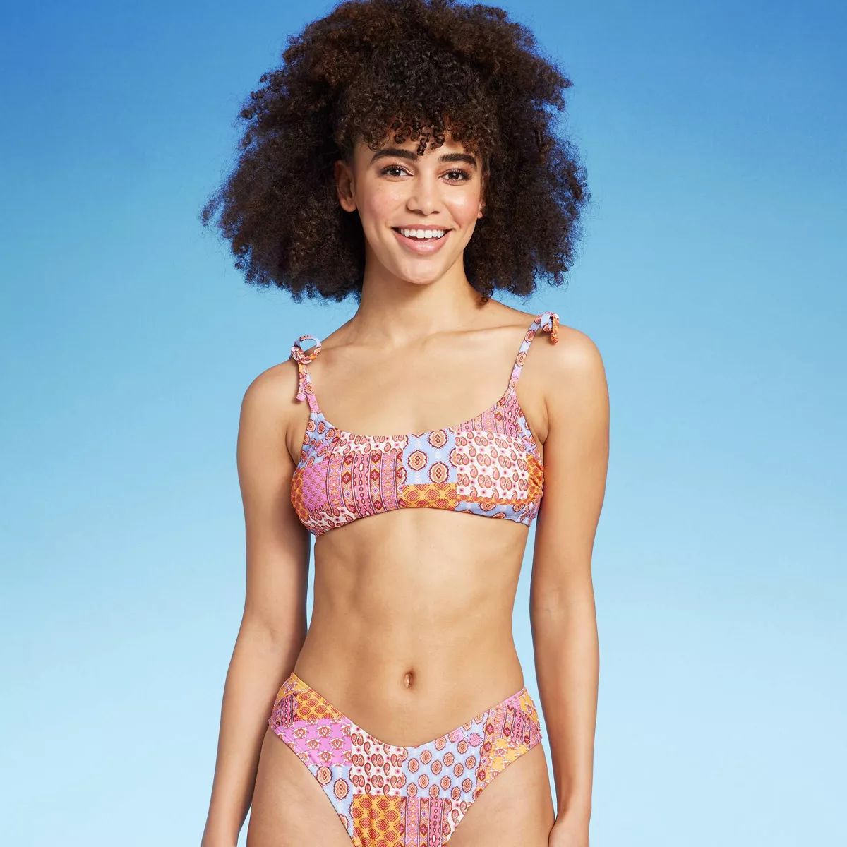 Women's Patchwork Print Bralette Bikini Top - Wild Fable™ Multi | Target