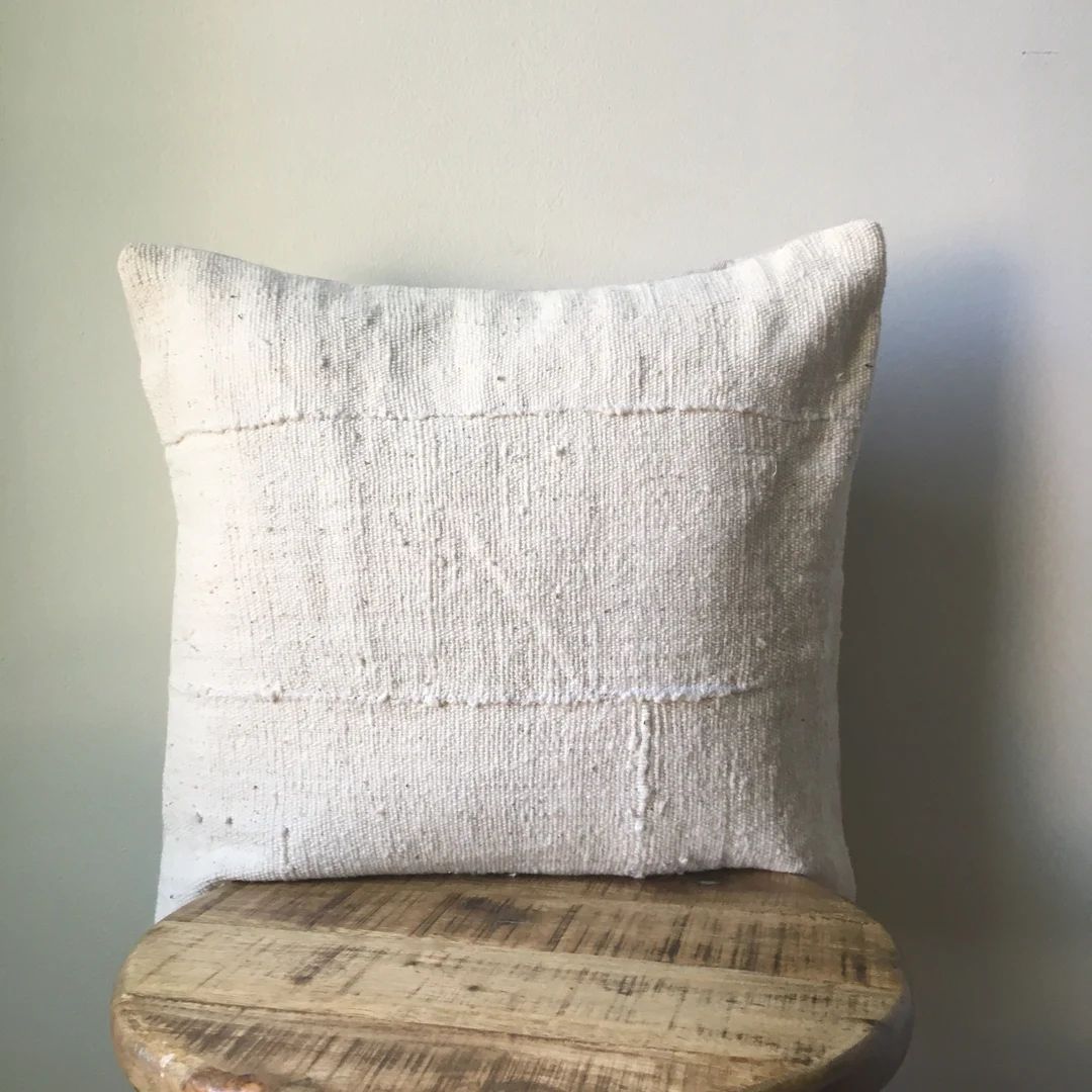 Plain White Mudcloth Pillow Cover - More Sizes In Listing... | Etsy (US)