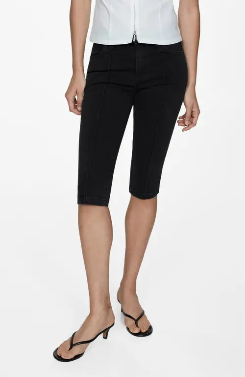 MANGO Slim Fit Capri Jeans in Black Denim at Nordstrom, Size 8 | Nordstrom