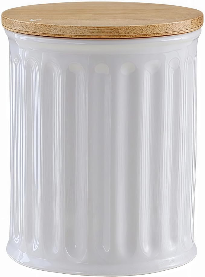 Ceramic Containers with Lid, White Food Storage Jars with Airtight Bamboo Lids, Coffee Beans Cani... | Amazon (US)