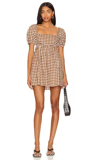 Smitten Babydoll Dress in Brown Gingham | Vacation Dress Outfits | Vacation Clothes | Vacation Sets | Revolve Clothing (Global)