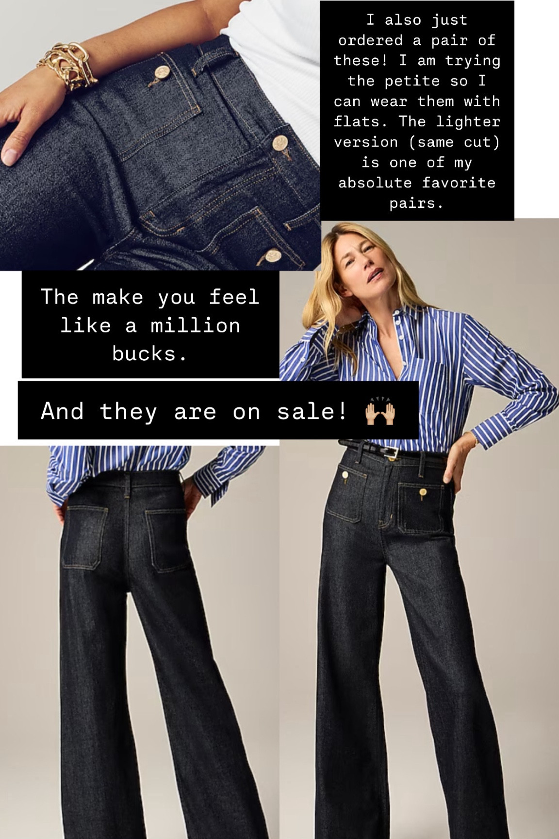Sailer trouser jeans dark wash wide leg high rise 

#LTKOver40 #LTKStyleTip #LTKSaleAlert