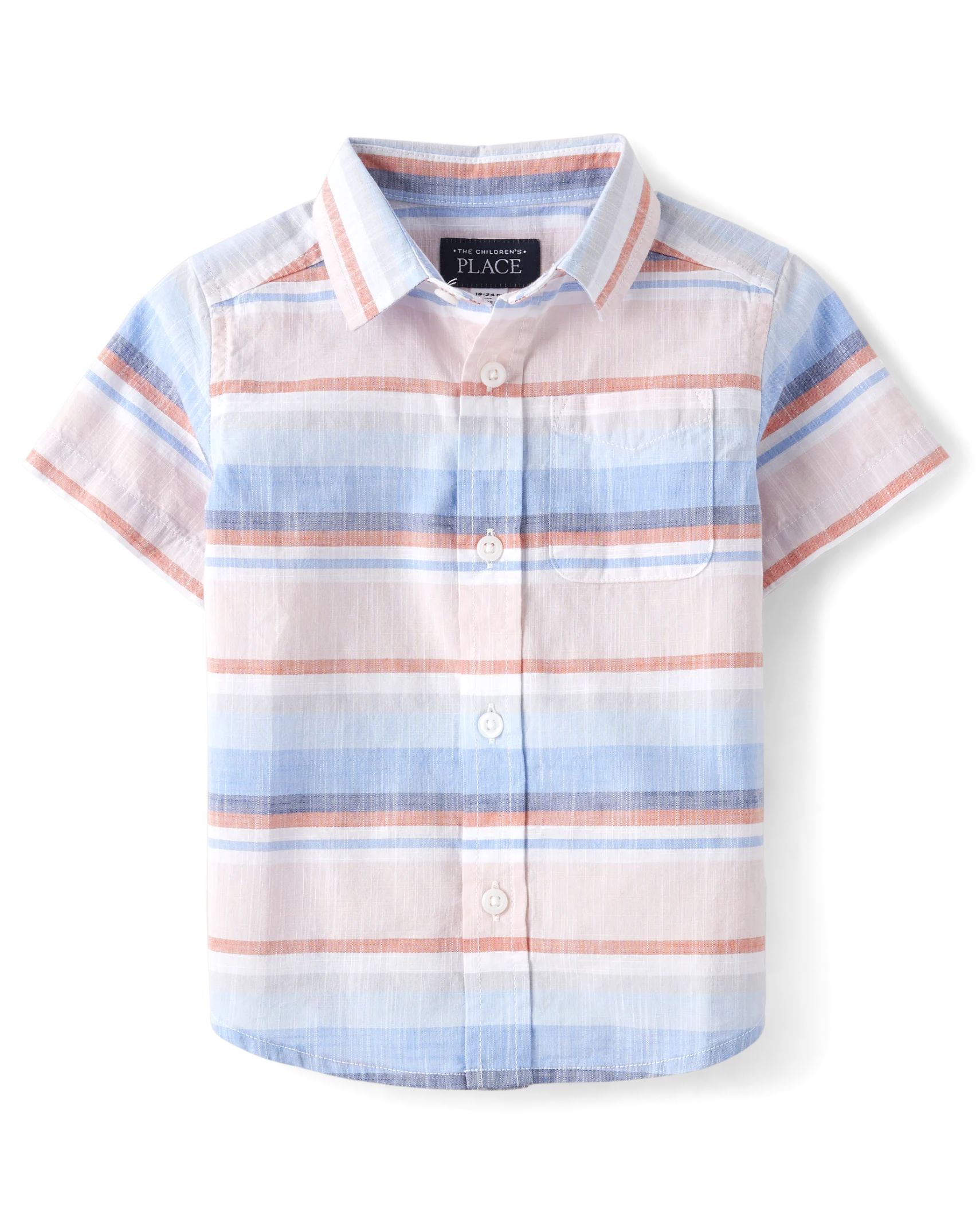 Baby And Toddler Boys Dad And Me Striped Chambray Button Up Shirt - summer dawn | The Children's Place