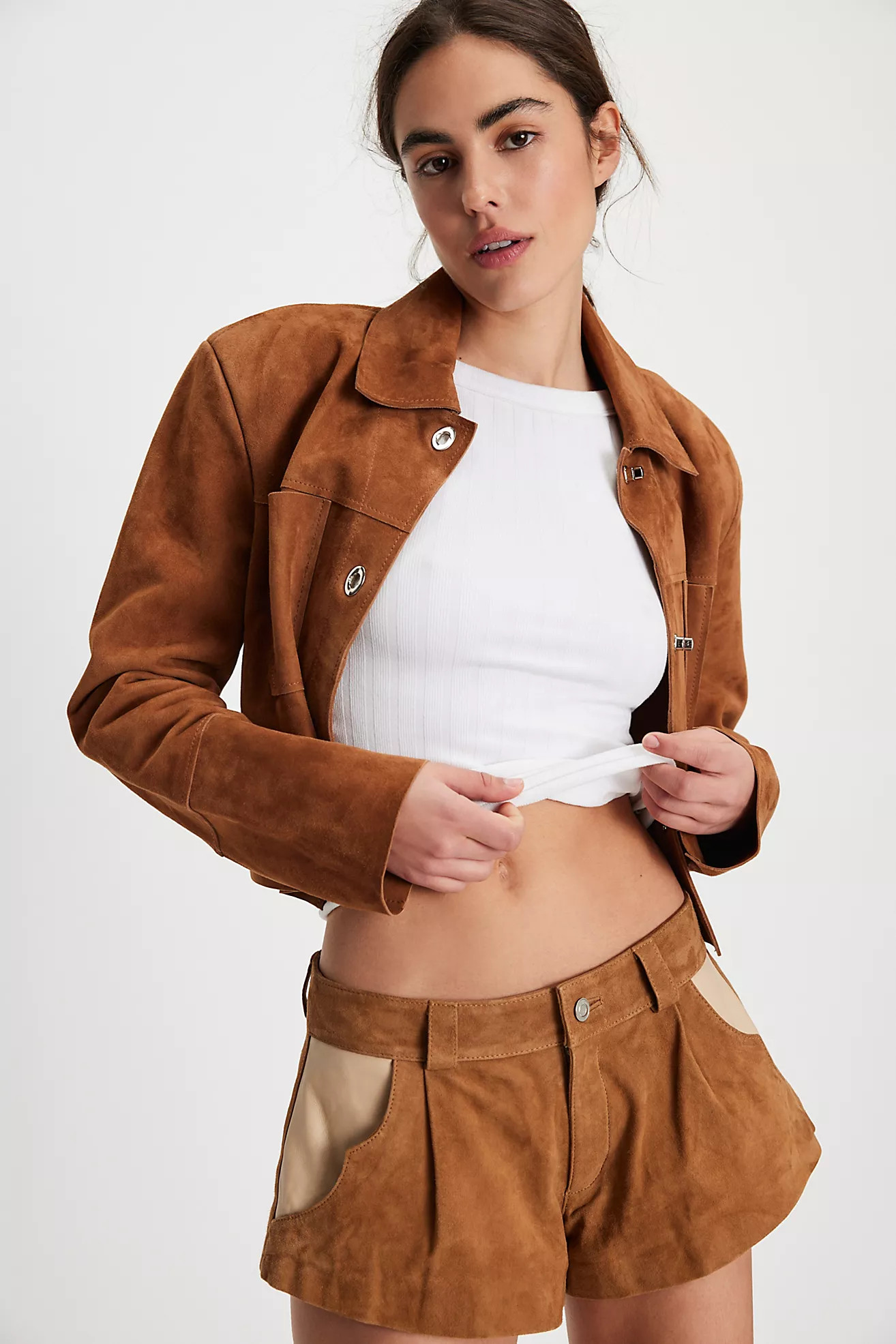 Understated Leather Combo Suede Shorts | Free People (Global - UK&FR Excluded)
