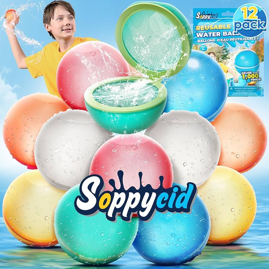 SOPPYCID Reusable Water Balloon Pool Toys,12pcs Refillable Magnetic Water Ball for Beach,Quick Fi... | Amazon (US)