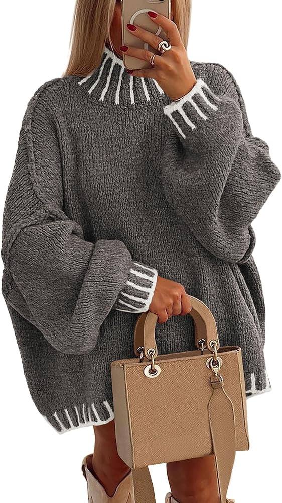 PRETTYGARDEN Women's Winter Oversized Pullover Sweaters Long Sleeve Mock Neck Chunky Knit Slouchy... | Amazon (US)
