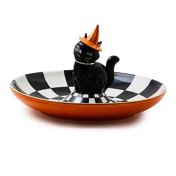 Trick or Treat Cat Check Candy Dish | MacKenzie-Childs