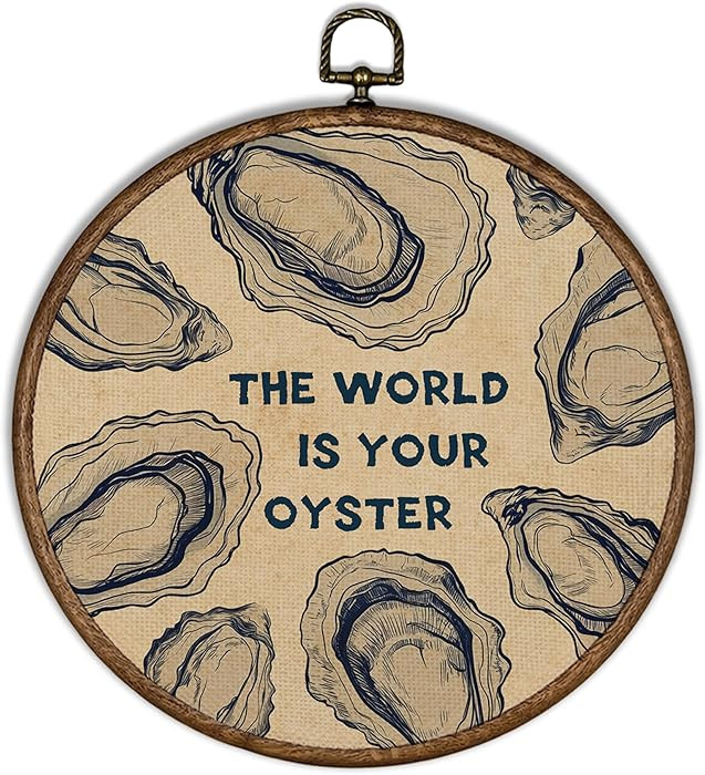 XBBMGG Oyster Wall Art Decor, Coastal Vintage Oyster Shell Round Wall Hanging Decor, Beach Ocean ... | Amazon (US)