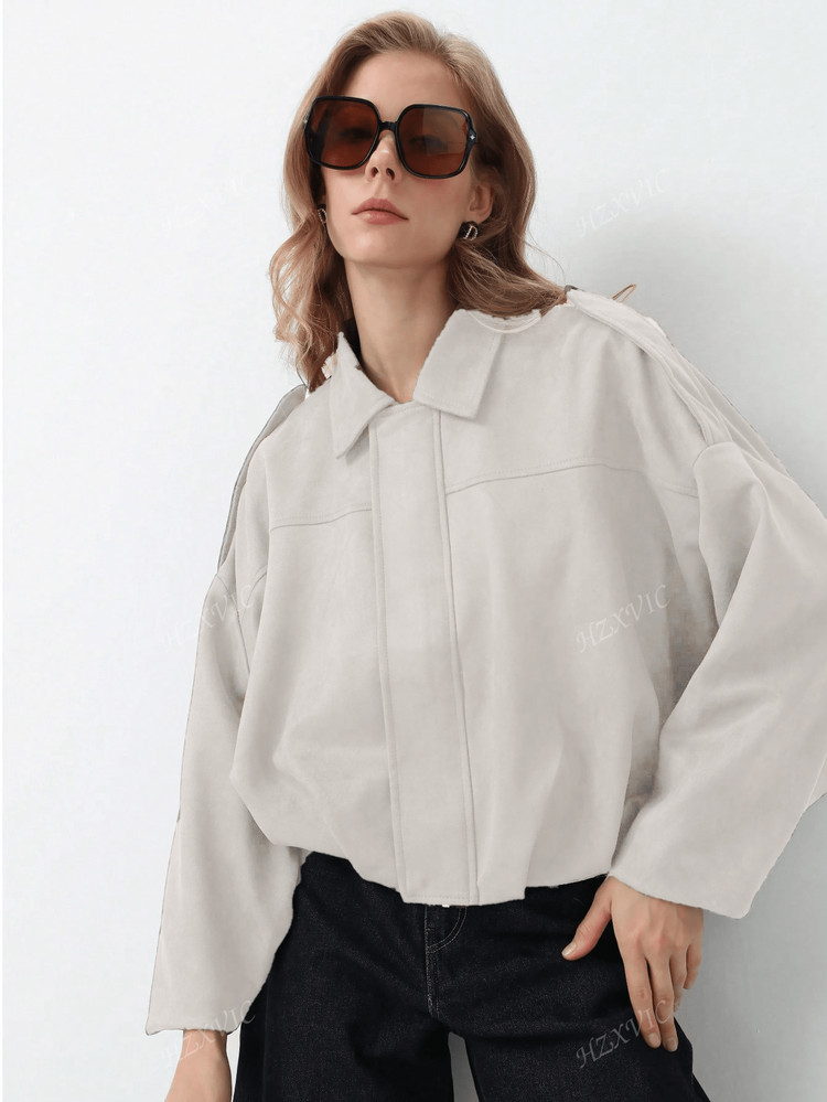 HZXVIC Ladies' Autumn New Casual And Comfortable Suede Texture Jacket | SHEIN