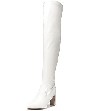 DREAM PAIRS Women's Over The Knee Stretch Thigh High Boots Chunky High Heels Pointed Toe Long Fal... | Amazon (US)