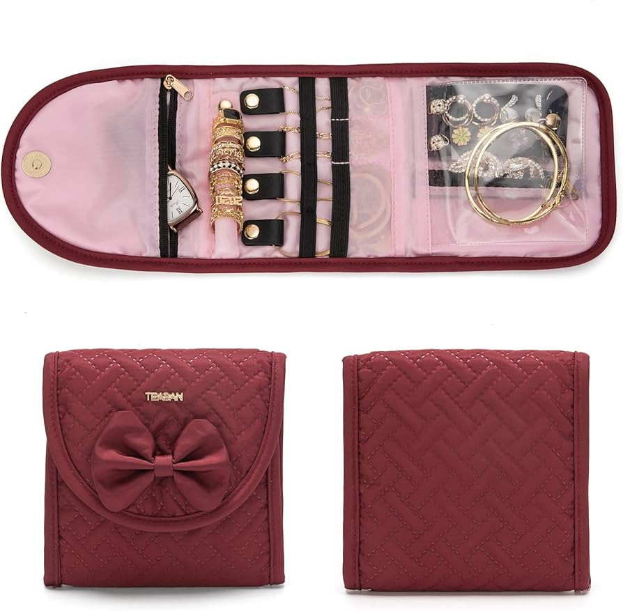 Travel Jewelry Organizer Case Small: Jewelry Roll - Necklaces Travel Jewelry Bag | Amazon (US)