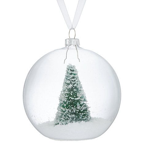 John Lewis Different Perspective Green Tree In Glass Bauble | John Lewis UK
