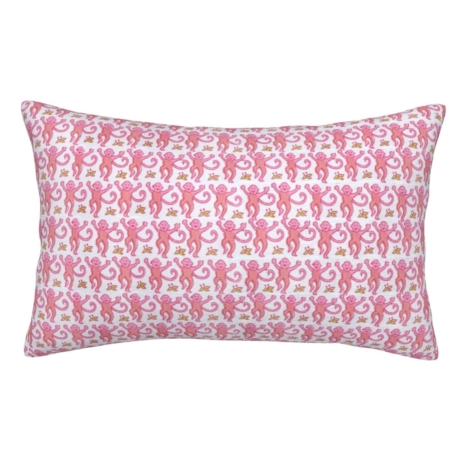 Pink Rabbit Monkeys Rectangular Throw Pillow Cover 20"X30" Preppy Aesthetic Decor Pillow Case Ani... | Amazon (US)