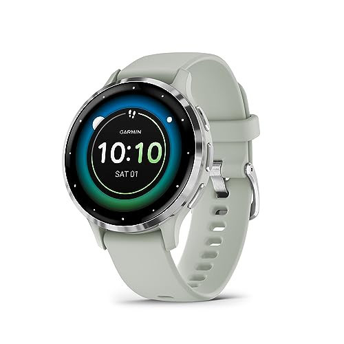 Garmin Venu 3S Silver Stainless Steel Bezel 1.2-Inch AMOLED Touchscreen Display Smart Watch with 41mm Sage Gray Case and Silicone Band | Amazon (US)