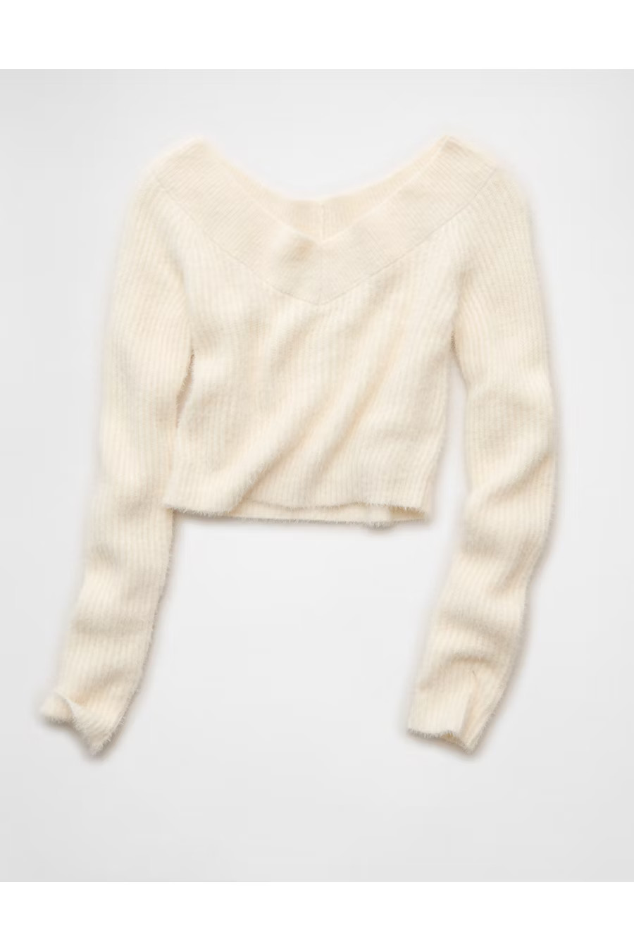 AE V-Neck Sweater Women's Cream L | American Eagle Outfitters (US & CA)