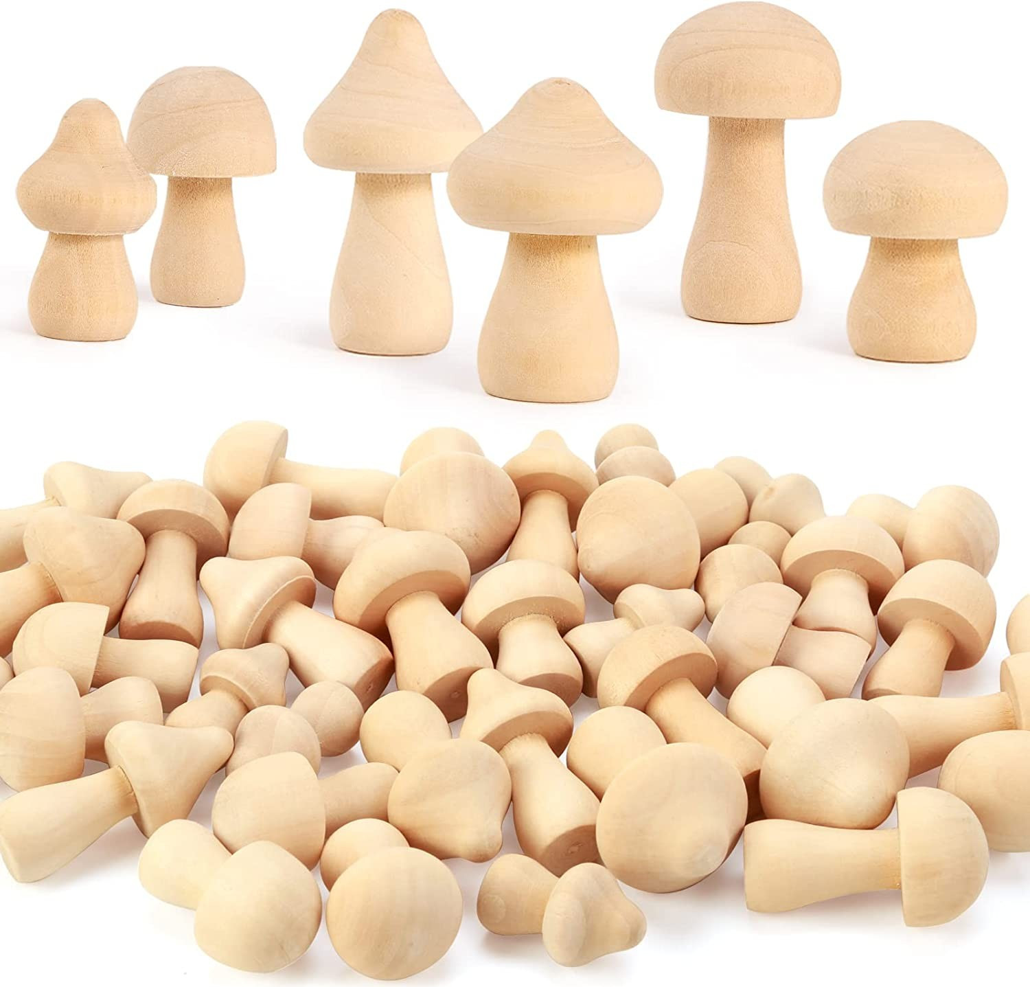 Pllieay 30 Pieces Unfinished Wooden Mushroom 6 Sizes of Natural Wooden Mushrooms for Arts & Craft... | Amazon (US)