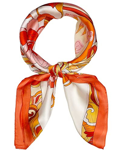 27.5'' Silk Feeling Scarf Medium Square Satin Head Neck Scarf for Women Hair Sleeping at Night | Amazon (US)