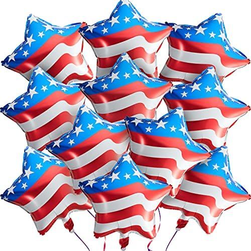 20 Pieces Fourth of July Balloons American Flag Balloons Foil Balloons Star Balloons Independence Da | Amazon (US)