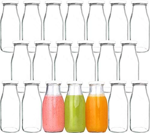 QAPPDA 12 oz Glass Bottles, Glass Milk Bottles with Lids, Vintage Breakfast Shake Container, Vint... | Amazon (US)