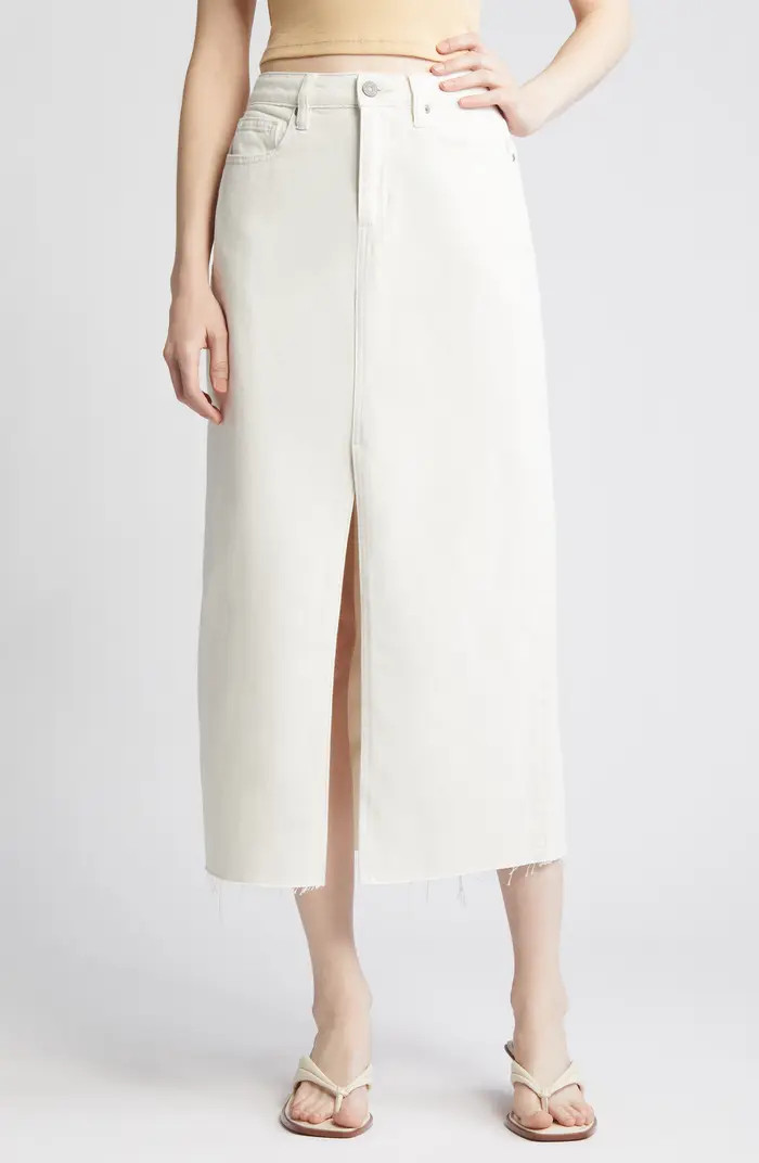 HIDDEN JEANS Front Slit Denim Midi Skirt | Nordstrom | Nordstrom