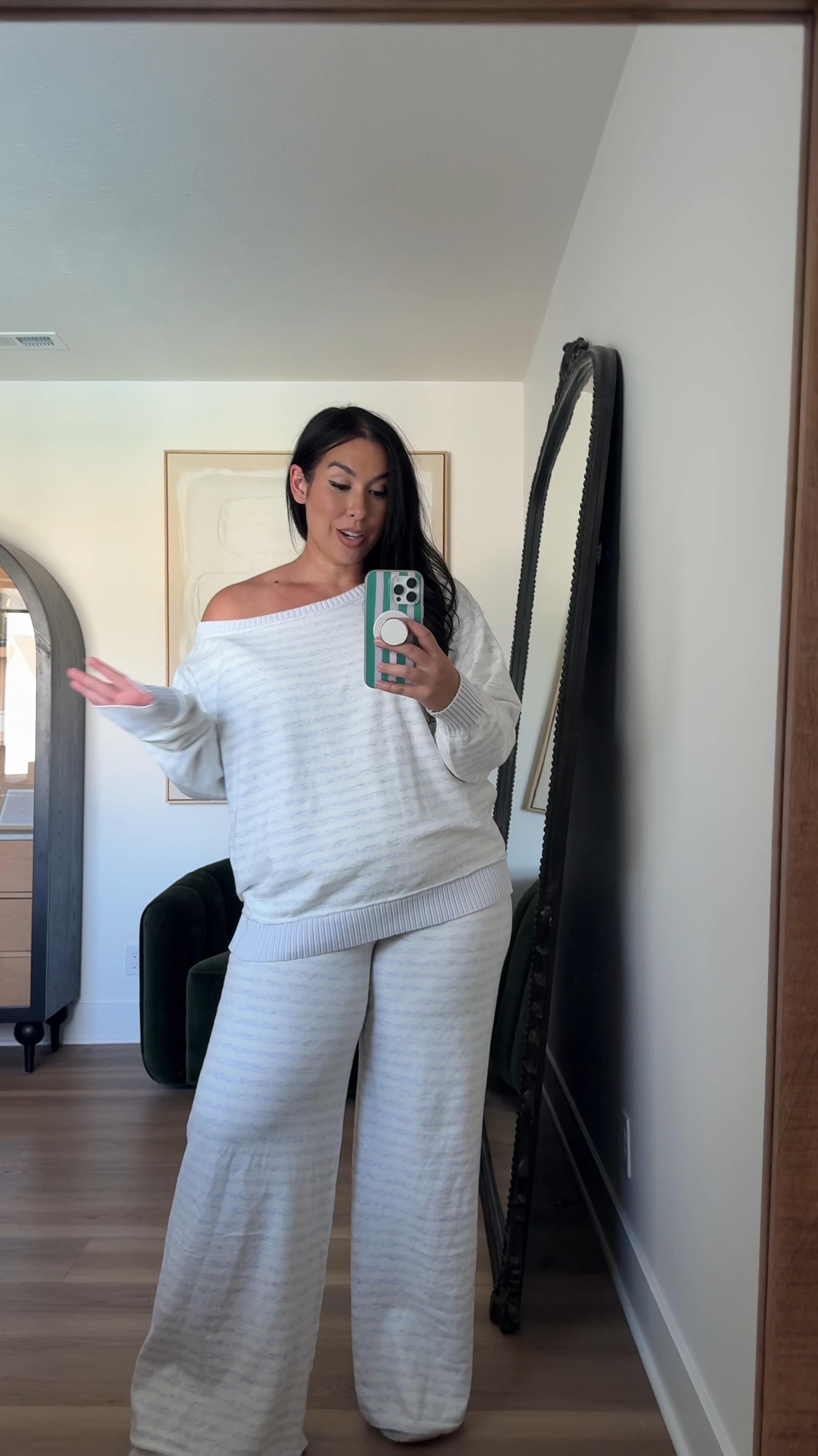 This set is just so cute with the subtle stripe if you're more of a netural girly!

Top: L
Pants: L Long

aerie, casual outfits, cozy outfits, fall outfits, mid size outfit ideas for fall, affordable outfits, matching set, striped set for fall 

 #LTKootd #LTKMidsize