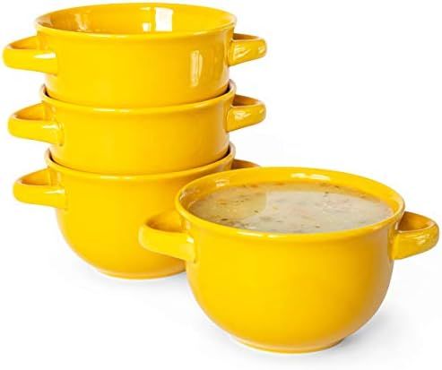 Kook French Onion Soup Crocks with Handles, Ceramic Bowls, for Rice, Dessert, Pasta, Dishwasher, ... | Amazon (US)