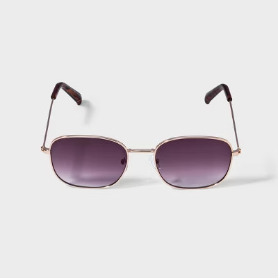 Women's Metal Rectangle Sunglasses - A New Day™ Gold: UV Protection, Impact-Resistant, Recycled Metal Frame | Target