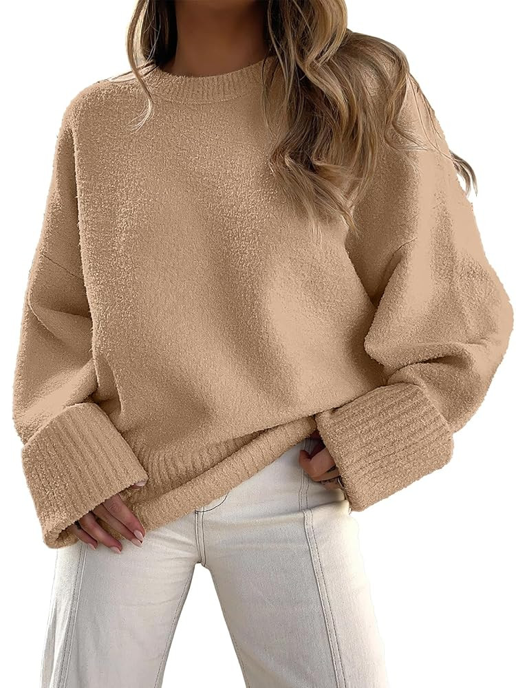 ANRABESS Women's Oversized Sweaters 2025 Long Sleeve Fuzzy Knit Casual Chunky Pullover Sweater Fa... | Amazon (US)