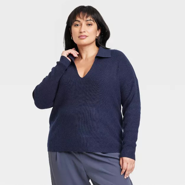Women's Collared Polo Ribbed Pullover Sweater - A New Day™ | Target