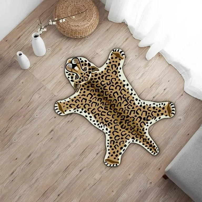 Leopard Print Rug, Pink Faux Cheetah Fur Skin Carpet Mat with Anti-Slip Animal Printed, Area Rug ... | Walmart (US)