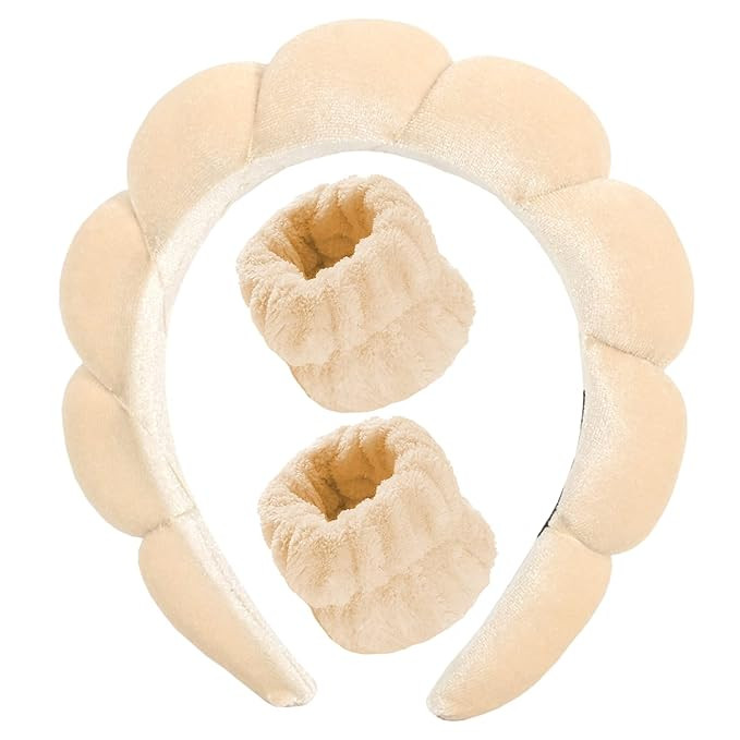 Spa Headband for Washing Face, Velvet Makeup Headband, Bubble Skincare Headbands with Face Wash W... | Amazon (US)