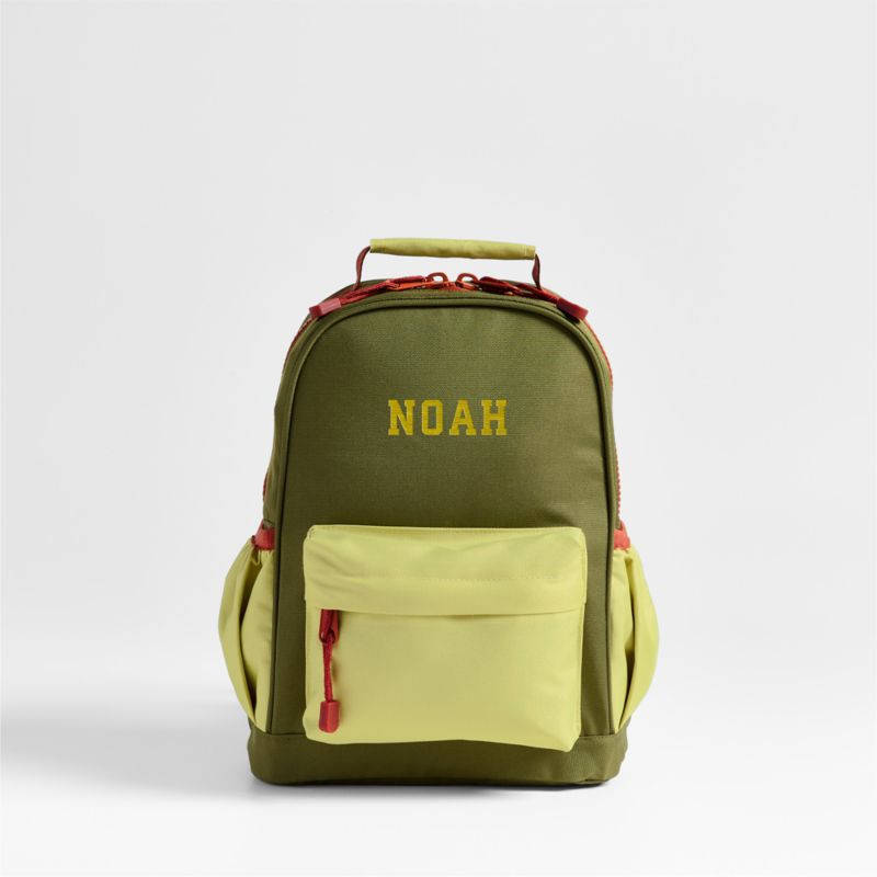 Dreamer Green Colorblock Small Kids Backpack with Side Pockets + Reviews | Crate & Kids | Crate & Barrel