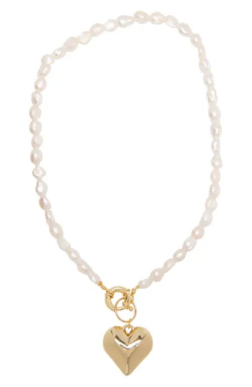 Petit Moments Veronica Freshwater Pearl Heart Pendant Necklace in Gold at Nordstrom | Nordstrom