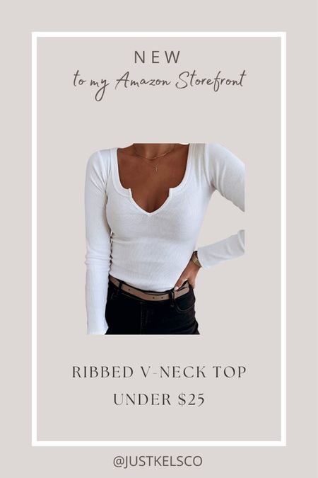 amazon find // ribbed v neck long sleeve top under $25 / comes in different colors 

#LTKFind #LTKstyletip #LTKunder50