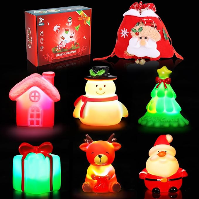 ANGGIKO 6 Pcs Christmas Light Up Bath Toys, Christmas Theme Flashing Light Bathtub Toys, LED Floa... | Amazon (US)