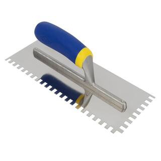 1/4 in. x 3/8 in. x 1/4 in. Comfort Grip Stainless Steel Square-Notch Flooring Trowel | The Home Depot