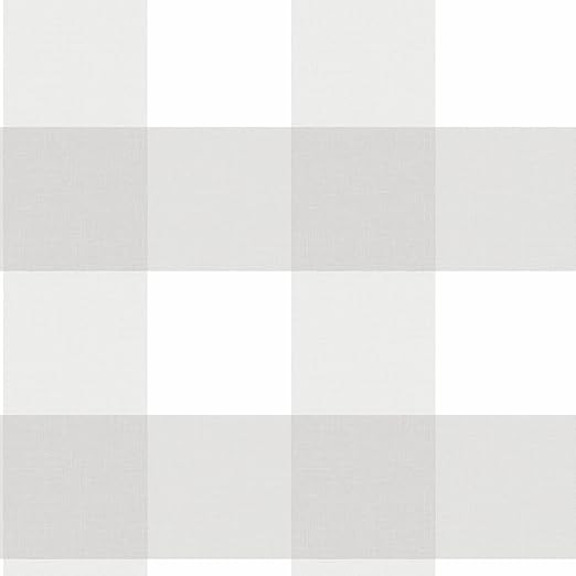 NuWallpaper NU2691 Farmhouse Plaid Peel and Stick Wallpaper, Grey | Amazon (US)