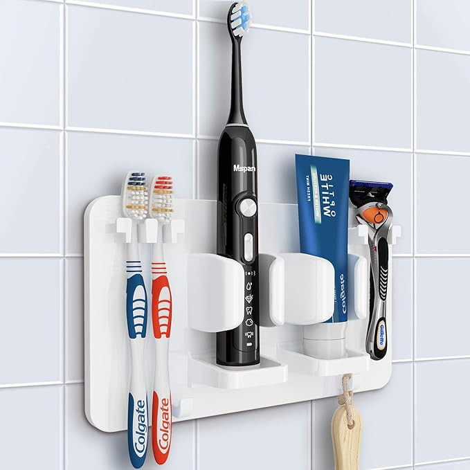 Mspan Toothbrush Razor Holder for Shower: Wall Mounted Tooth Brush Organizer - Self Adhesive Hang... | Amazon (US)