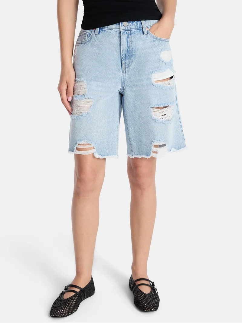 Madden NYC Women\u2019s Distressed Cotton Jorts, Sizes XXS-XXL | Walmart (US)