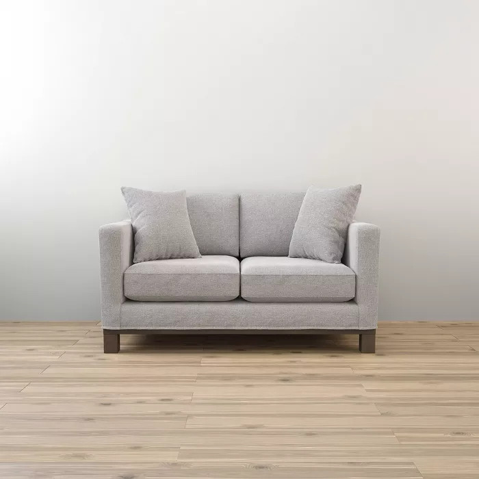 61" Kay Upholstered Track Arm Loveseat with Wood Base - Brookside Bed | Target