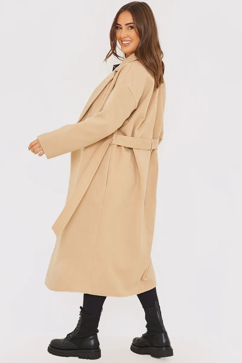 Faux Wool Belted Longline Coat | In The Style (UK)