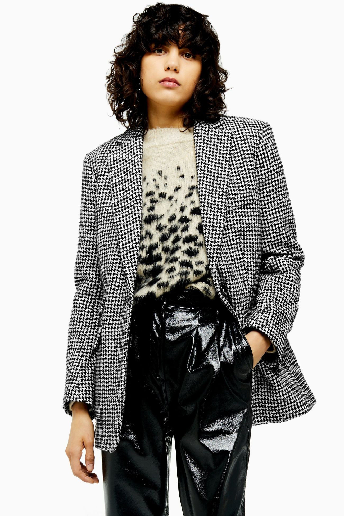 Houndstooth Single Breasted Blazer | Topshop UK