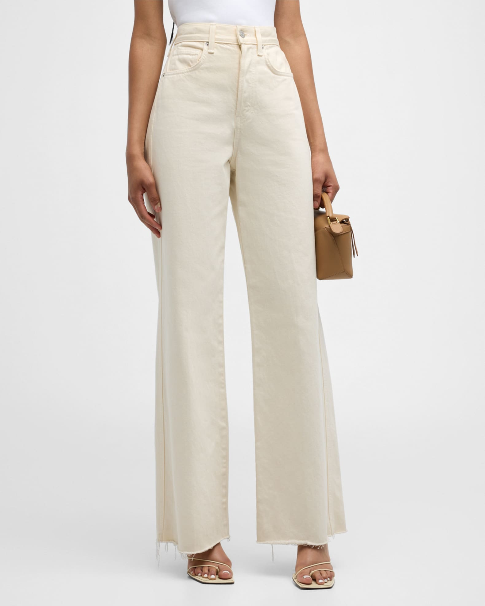 Taylor High-Rise Wide Frayed Jeans | Neiman Marcus