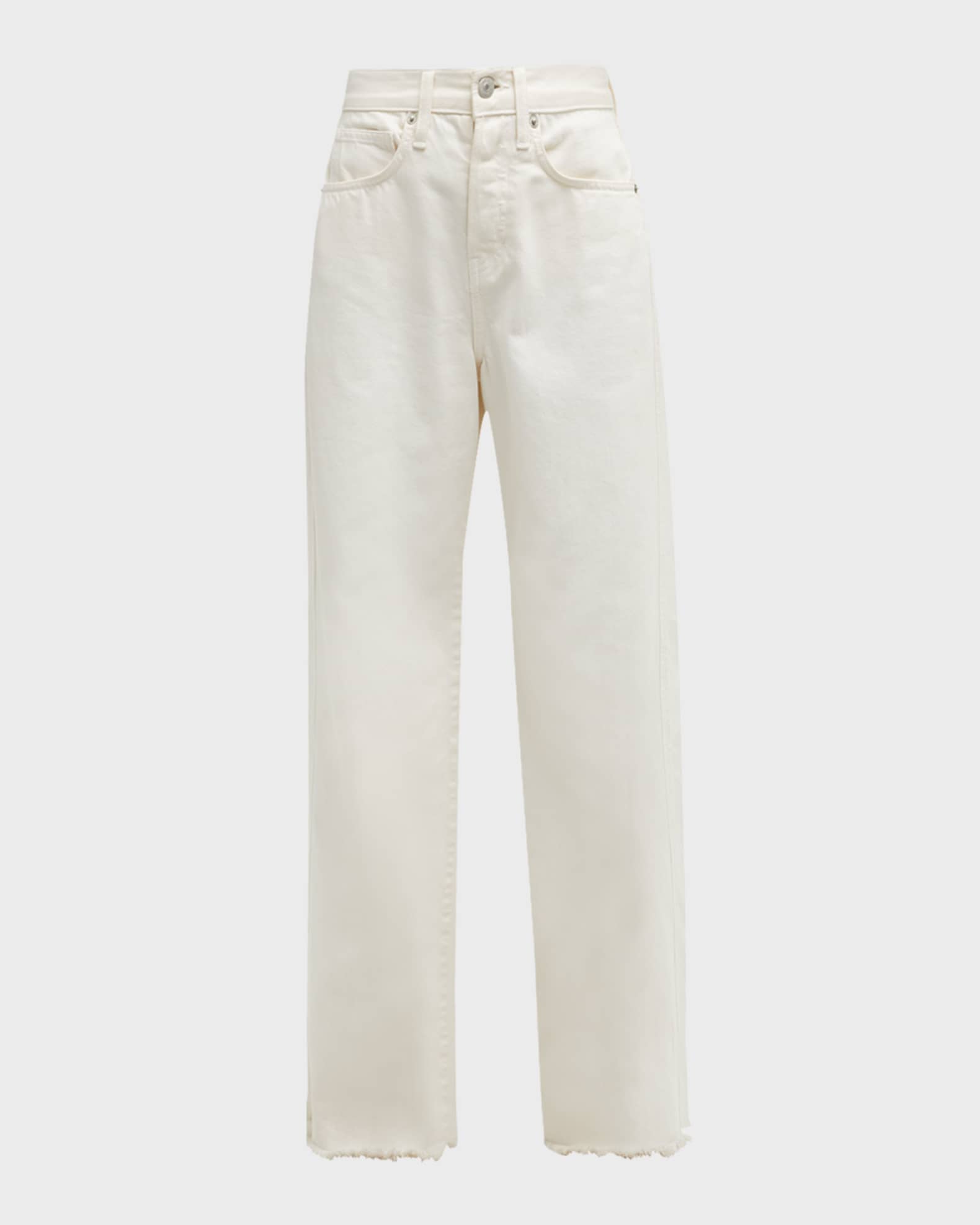 Taylor High-Rise Wide Frayed Jeans | Neiman Marcus