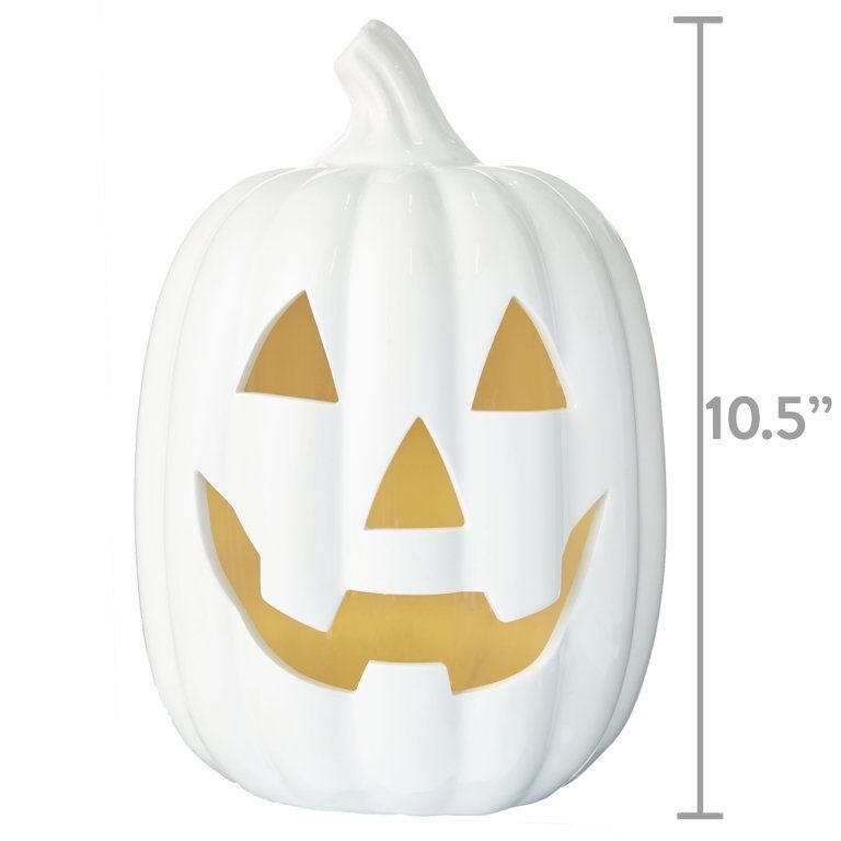 Way To Celebrate White Pumpkin Decor . White Ceramic Light up Pumpkin Decor 10.5"H | Walmart (US)