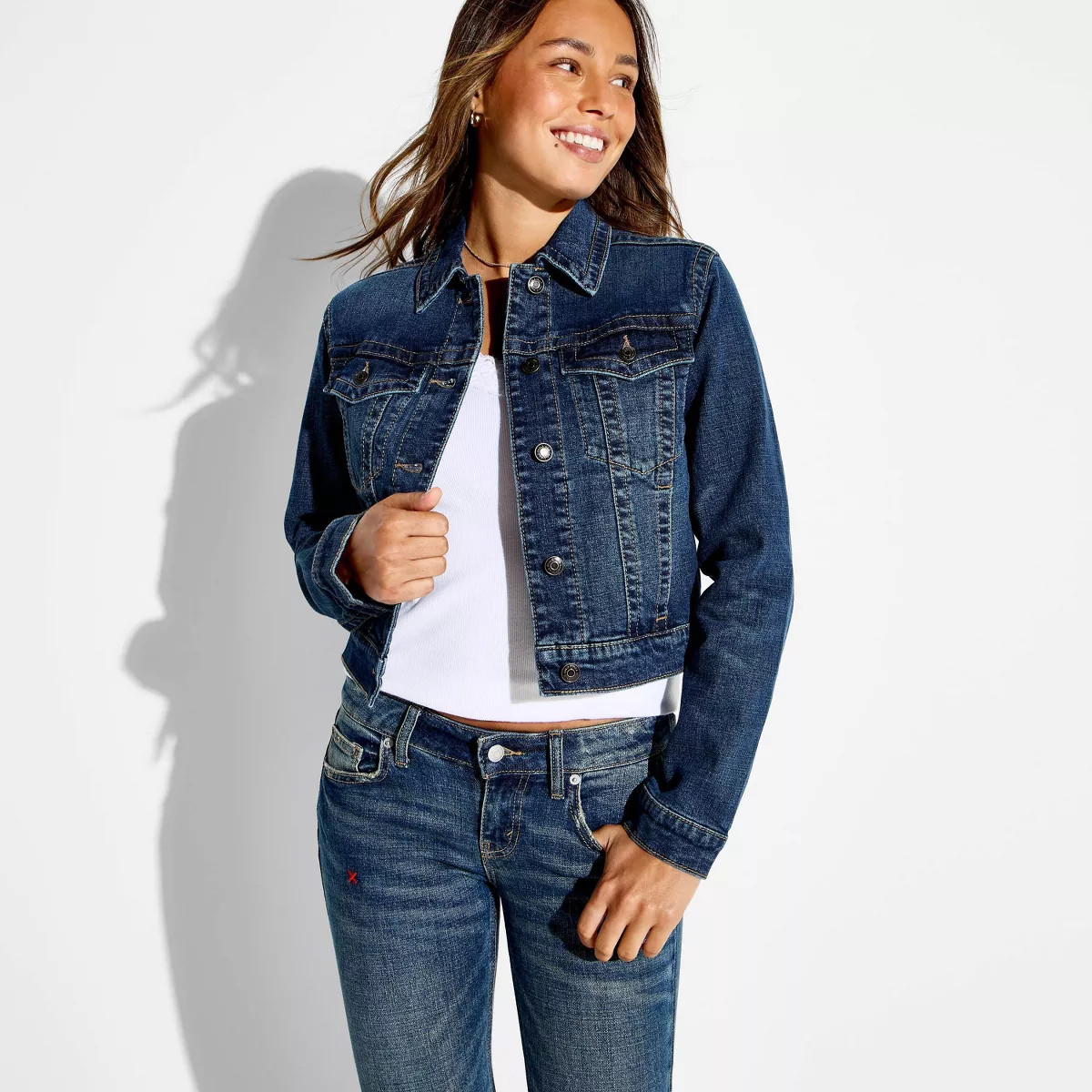 Women's Denim Shrunken Jacket - Wild Fable™ Blue XS | Target