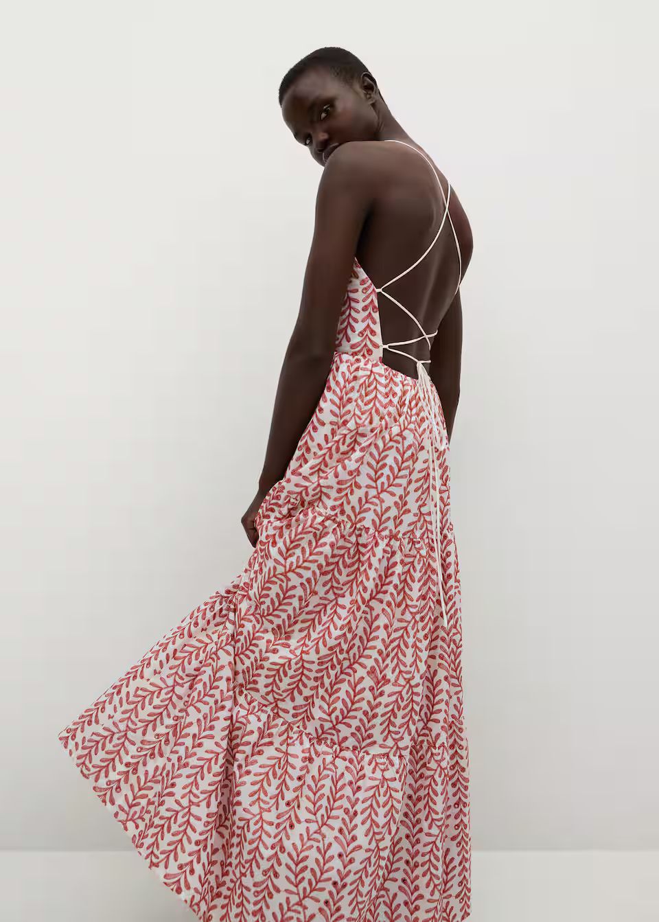 embroidered open back dress | MANGO (US)