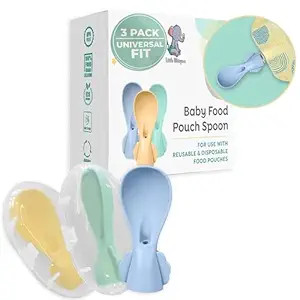 LittleWhispers Baby Pouch Spoon Attachment - 3 Silicone Baby Food Pouch Spoon Tops - Travel Cases... | Amazon (US)
