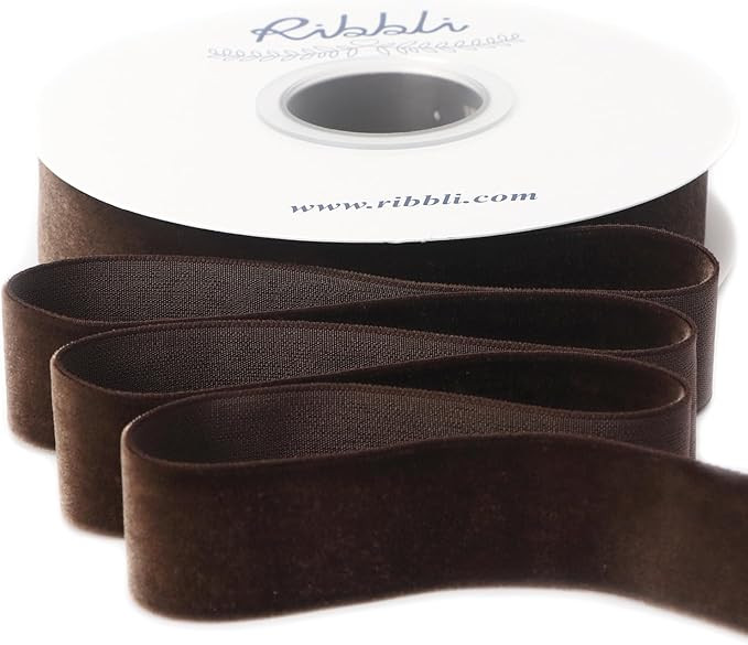 Ribbli Brown Velvet Ribbon 1 Inches Continuous10 Yard Spool Christmas Ribbon for Gift Wrapping Cr... | Amazon (US)