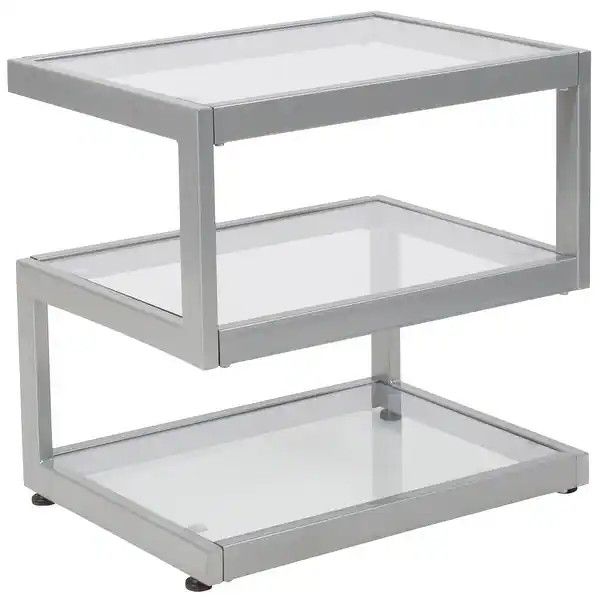 Tempered Glass End Table with "S" Shaped Contemporary Steel Design. | Bed Bath & Beyond